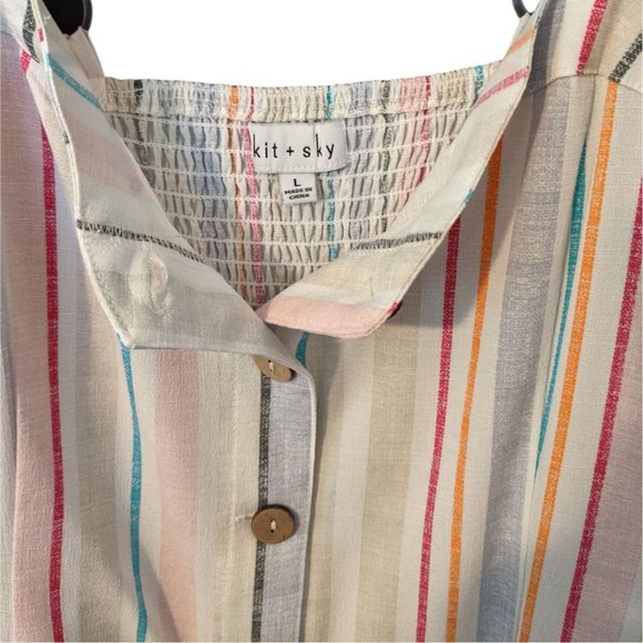 Kit & Sky Striped Button Front Dress - Large - Picture 3 of 5